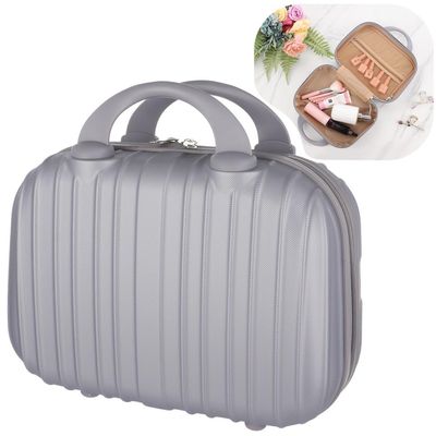 Chewtoyo Carrying Hand Luggage Bag With Elastic Band, 13 Inch Hard-Shell Cosmetic Case, Portable Makeup Travel Suitcase, Small Abs Organizer, Anti-Slip Pads Case Makeup