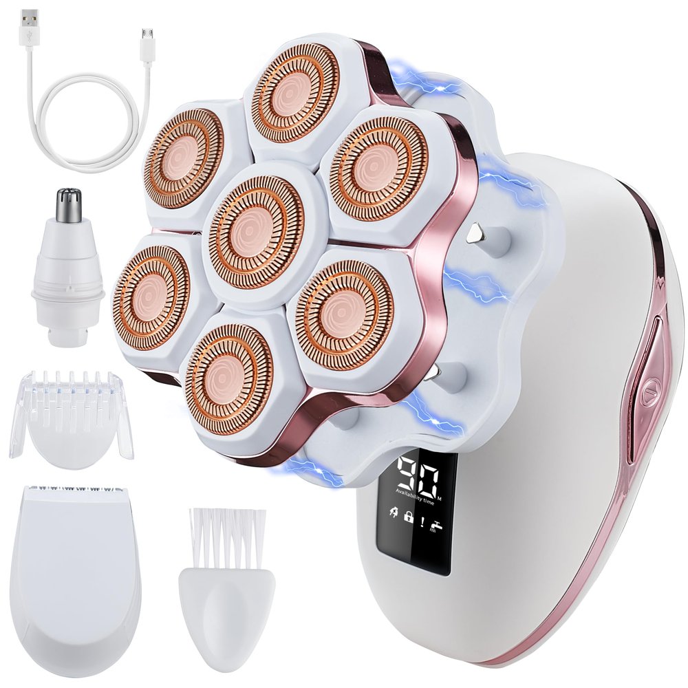 UPTARD Women's Electric Razors for Women Legs Pubic Facial Hair Removal 2 in 1 Womens Electric Shaver for Women,Bikini Trimmer for Lady,Waterproof (7D)