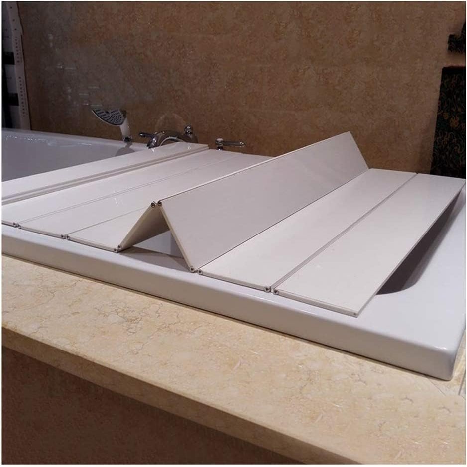 icVantA White Bath Lid Multi-Function Dust Board Bathtub Lid Folding PVC Thicker Can Put Mobile Phone Tablet Computer Not Taking Up SpaceWhite-150x75x0.7cm