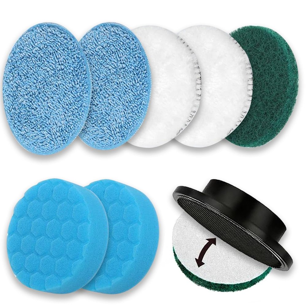GOSLMYY Brush Heads Set, 9 Pack 4 inches Cordless Electric Spin Scrubber Replaceable Brush Heads for Household Cleaning Brushes/Bathroom/Floor/Tile/Car