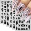8 Sheets Spider Nail Art Stickers, Halloween Nail Decals 3D Self-Adhesive Black White Spider Web and Spider Design Nail Sticker Halloween Acrylic Nail Art Decoration for Women Holiday Nail Charm view 1