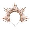 COSUCOS Handmade Spiked Halo Crown - Zip Tie Sun Goddess Headband Yellow Pearls Sunburst Virgin Mary Crowns Bridal Crown for Photoshoot Prom Renaissance Hallowoon Cosplay Hair Accessories view 1