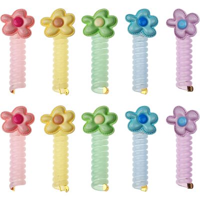Aphro Colorful Telephone Wire Hair Bands, Various Butterfly Designs Telephone Wire Hair Bands, Spiral Hair Ties Phone Cord, Phone Cord Straight Spiral Hair Tie, Ponytail Holder Accessories (10PCS 02)