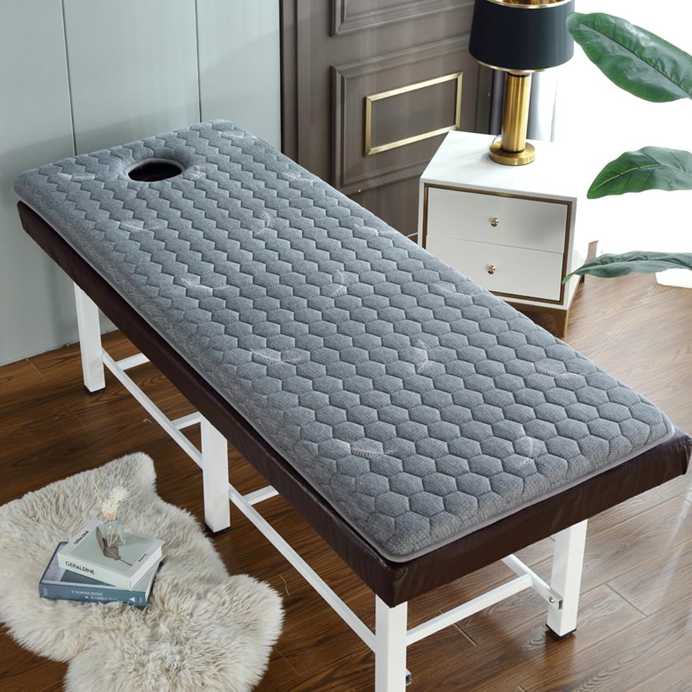 Thicken Memory Foam Latex Massage Bed Pad with Face Hole Spa Massage Table Pad Face Cradl Massage Table Mattress Topper with Elastic Band Non-Slip Lash Bed Cushion,E(6cm),190 * 70cm(T)