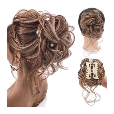 DINBOZ26X messy bun hair piece Messy Bun Hair Piece Tousled Updo H air Extensions With Elastic Hair Bands Curly Hair Bun Scrunchie for Women Girls hair buns hair piece(Q10 12H24)
