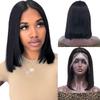 13x4 Straight Bob Human Hair Wig 100% Brazilian human hair pre plucked bleached knots lace front wig, hd lace wigs Pre-Cut lace, Straight Bob Wigs (Natural Black, 10") view 1