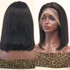 13x4 Straight Bob Human Hair Wig 100% Brazilian human hair pre plucked bleached knots lace front wig, hd lace wigs Pre-Cut lace, Straight Bob Wigs (Natural Black, 10") view 2