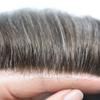 JUST HAIR Ultra Thin Skin 0.06mm Transparent PU Mens Toupee Real Human Hair All V-looped Invisible Hairline Hair Replacement System Hair Piece 6"x9" #330 Dark Brown with 30% Gray view 3