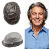 JUST HAIR Ultra Thin Skin 0.06mm Transparent PU Mens Toupee Real Human Hair All V-looped Invisible Hairline Hair Replacement System Hair Piece 7"x9" #250 Darkest Brown with 50% Gray view 1