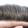 JUST HAIR Ultra Thin Skin 0.06mm Transparent PU Mens Toupee Real Human Hair All V-looped Invisible Hairline Hair Replacement System Hair Piece 7"x9" #250 Darkest Brown with 50% Gray view 3