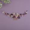 Teyglen Bride Crystal Wedding Hair Comb Flower Pearl Hair Piece Bridal Crystal Hair Comb Headband Purple Rhinestone Headpiece Floral Hair Accessories for Women (Purple) view 1
