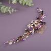 Teyglen Bride Crystal Wedding Hair Comb Flower Pearl Hair Piece Bridal Crystal Hair Comb Headband Purple Rhinestone Headpiece Floral Hair Accessories for Women (Purple) view 3