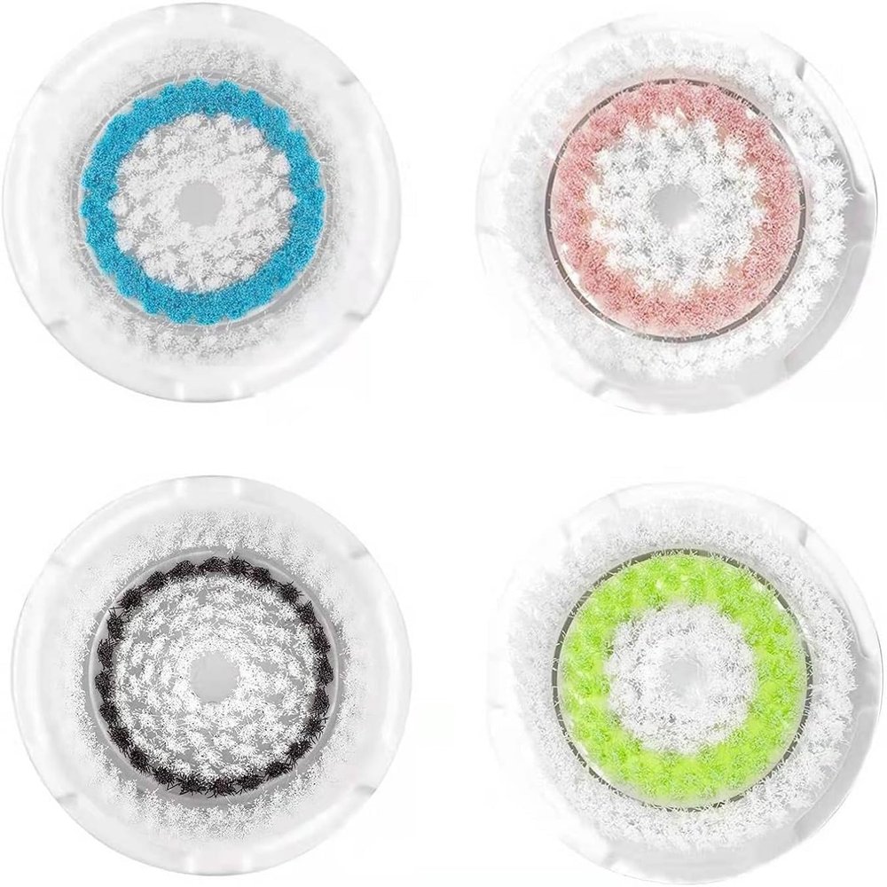 Clarsonic Facial Cleansing Brush Head Replacement Set Compatible with Clarisonic Mia 1, Mia 2, Mia Fit, Alpha Fit, Smart Profile Uplift and Alpha Fit X, 4 Pack