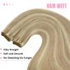 YoungSee Human Hair Sew in Extensions Blonde Highlight Hair Extensions Sew in Dark Ash Blonde Highlighted Light Blonde Weft Hair Extensions Human Hair Highlight Remy Hair 22Inch 100G view 4