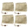 Beatifufu 4pcs Foaming Net Soap Storage Bags Bubble Maker Bag Facial Net Soap Holder Burlap Drawstring Wooden Beads Style view 1