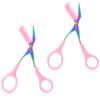 Eyebrow Trimmer Scissor Professional Eyebrow Scissors with Comb Stainless Steel Eye Brow Razors Portable Non Slip Hair Removal Beauty Accessories for Men Women (Pink) view 1