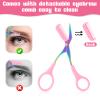 Eyebrow Trimmer Scissor Professional Eyebrow Scissors with Comb Stainless Steel Eye Brow Razors Portable Non Slip Hair Removal Beauty Accessories for Men Women (Pink) view 2