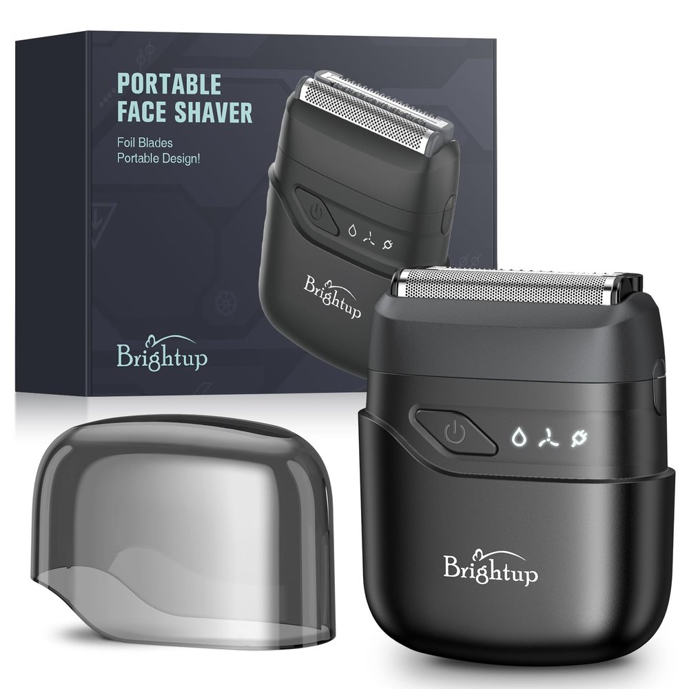 Brightup Electric Foil Shavers for Men, Mini Electric Razor for Shaving Face, Compact Travel Shaver with Floating Blades, Waterproof Wet/Dry Razor USB C Rechargeable