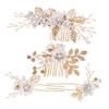 Baluue 1set Floral Hair Comb for Weddings Elegant Bridal Hair Accessories Rhinestones for Brides and Bridesmaids Handmade Side Combs for Special Occasions view 1