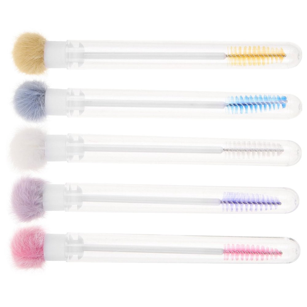 FRCOLOR 5pcs Eyelash Wands Tube Portable Eyebrow Brush Mascara Applicator Lightweight Makeup Brushes for Natural Eyelash Eyebrow Grooming Elegant Design for Daily Use