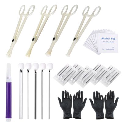 Body Piercing Kit - Yuelong 42pcs Piercing Needles Clamps Kit Mix Needles 12G 14G 16G 18G 20G with 4Pcs Piercing Clamps Forceps for Ear Nose Lip Septum Belly Nipple Body Piercing