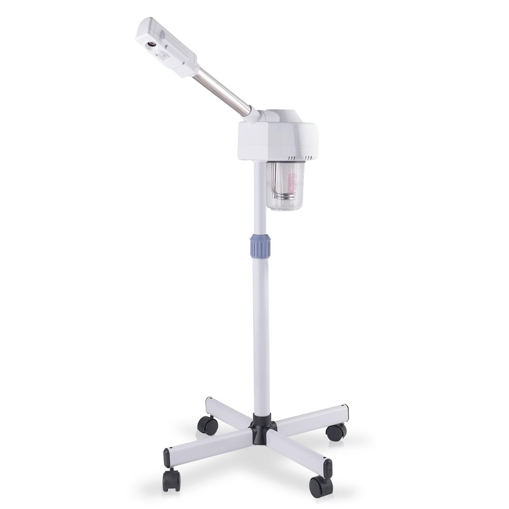 Professional Facial Steamer,Touch Screen Facial Steamer on Wheels,Esthetician Face Steamer for Personal Skin Care Deep,with Height Adjustable,for Spa, Salon and at Home Use (White)