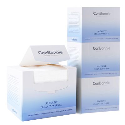 Conbonnie Clean Face Towels XL, 10"12" Biobased Facial Towels, Disposable Face Towelette, Makeup Remover Dry Wipes, Extra Thick and Soft for Skin Care, Clean Skin, 200 Count (4 Pack)