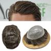 PU Toupee For Men Hair Piece Real Human Hair Mens Toupee Hair Replacement System For Men Hair System Full Poly Skin Protesis Capilar Para Hombre 7x9 Medium light density #440 4# MEDIUM BROWN+40% GREY view 1