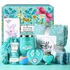 Birthday Gifts for Women, Thinking of You Gift Care Package with Luxury Flannel Blanket for Women Mom Her Wife Friends Sister, Blue Self Care Spa Relaxing Baskets for Christmas Valentines Mothers Day view 1