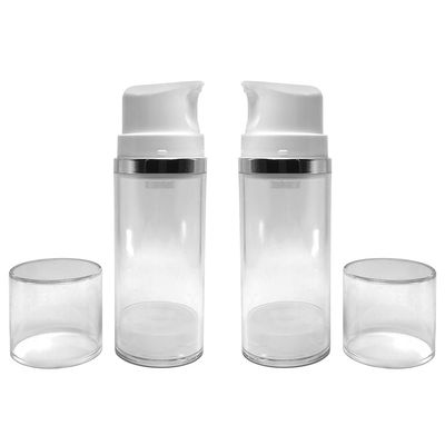 2Pcs 100ml/3.4oz Clear Airless Pump Bottles Empty Refillable Travel Vacuum Makeup Cosmetic Pump Dispenser Container Vials for Lotion Cream Shampoo Toiletries