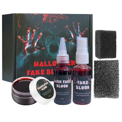 5PCS Halloween Fake Blood Kit, Fake Blood Spray, Fake Blood for Clothes, Suitable for Vampires, Zombies, Horror Costumes