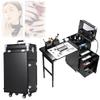 BDJSN Rolling Manicure Table, Professional Portable Cosmetic Storage Box with 6 Lights, 4 Drawer Trolley with Speakers, Aluminum Alloy Frame Nail Desk Workstation for Makeup Artist, Manicurist view 1