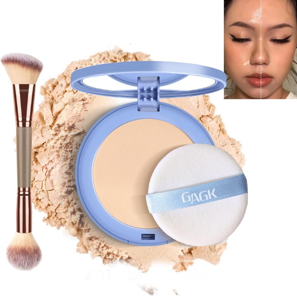 Matte Perfection Pressed Powder, Oil Control Face Powder Lasting Waterproof, Matte Smooth Finishing Powder Compact (#01 * 2)