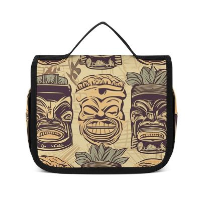 DJUETRUI Cosmetic Bag Travel Makeup Bag for Women Large Make Up Organizer Vintage Aloha Tiki Pattern Toiletry Bags Zipper Pouch Purse