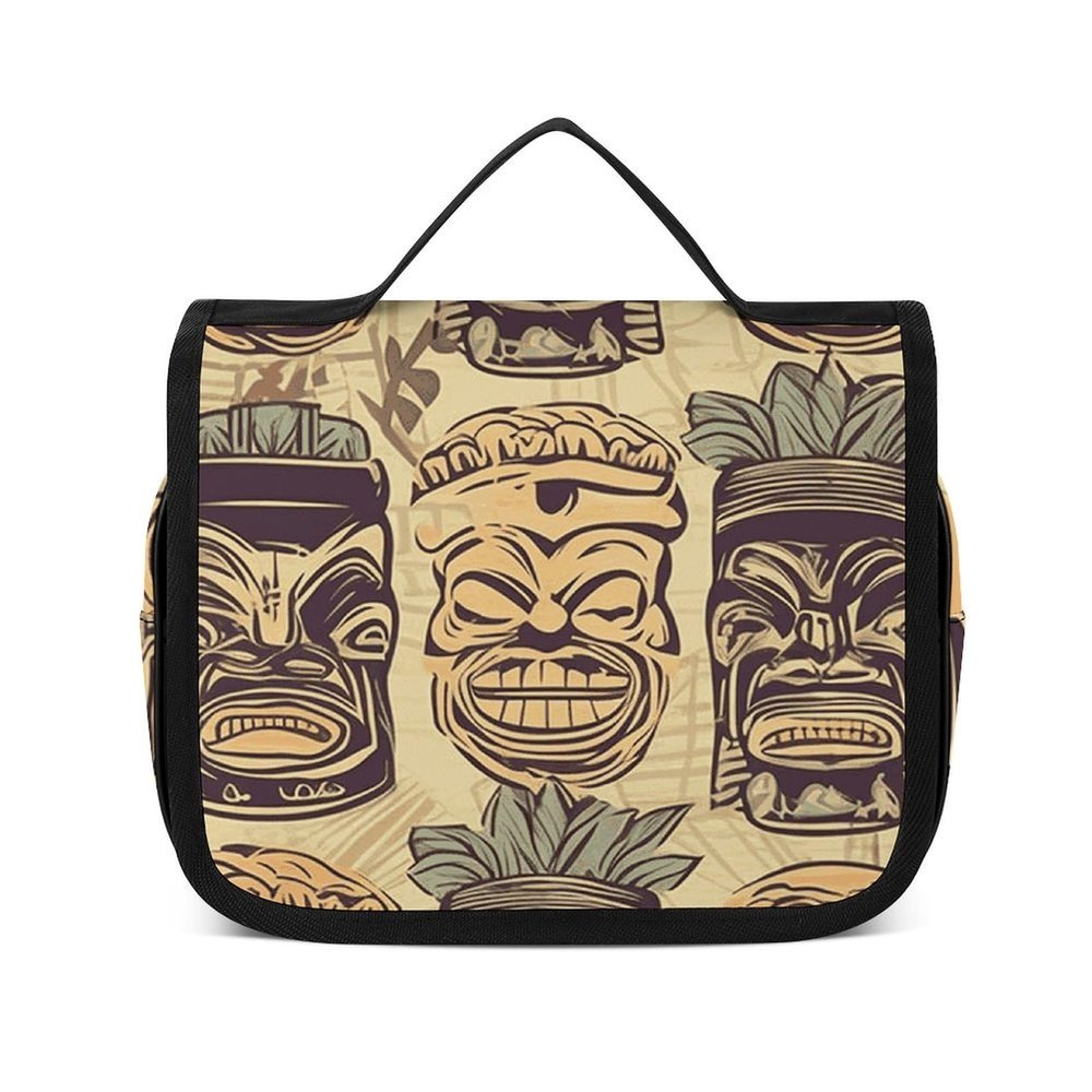 DJUETRUI Cosmetic Bag Travel Makeup Bag for Women Large Make Up Organizer Vintage Aloha Tiki Pattern Toiletry Bags Zipper Pouch Purse