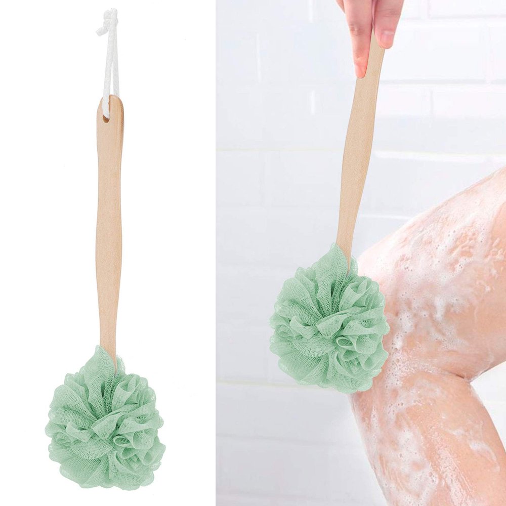5PCS Shower Brushes, Long Handle Back Bath Brush Scrubber for Shower Bath Brush Back Scrubber for Shower Scrubbing Bath Shower Back Brush Scrubber Bathroom Supplies for Body Wash (Green)