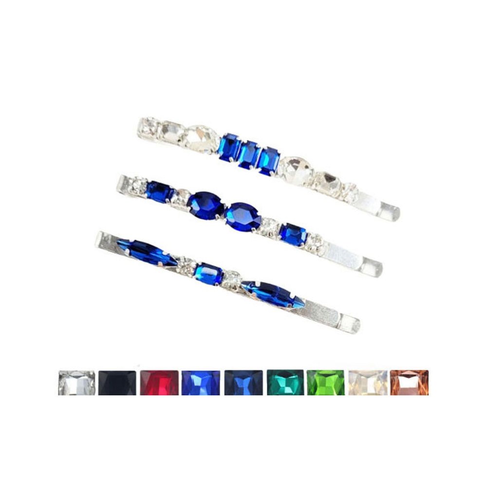3 Stackable Assorted Rhinestone Hair Pin Styles