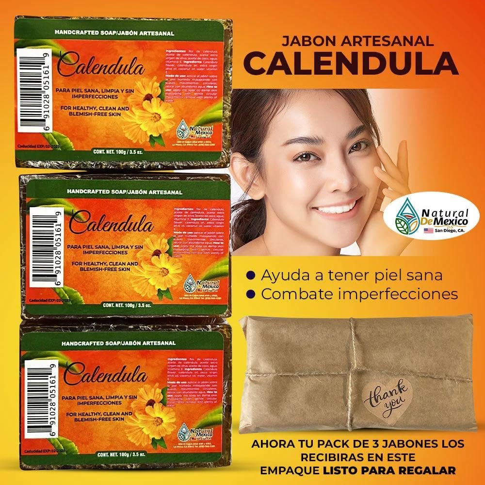 3 Pack Calendula Mercadela Jabon de Barra Bar Soap