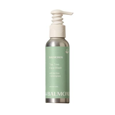 Balmonds tea tree face wash - 99% natural foaming cleanser with lemongrass for sensitive, breakout-prone skin, vegan, paraben-free, 4.2 fl oz