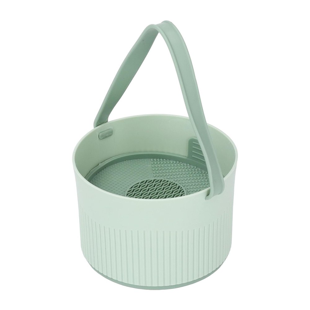3 in 1 Silicone Makeup Brush Cleaning Bowl with Brush Drying Holder Cosmetic Brush Cleaning Tool Organizer (Green)