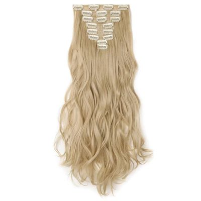 17" Women 16 Clips Long Straight Synthetic Hair Extensions Clips In High Temperature Fiber Black Brown Hairpiece