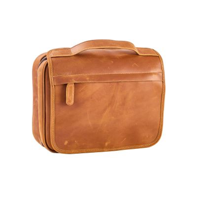 AGDHERSNVX Hanging Toiletry Bag for Men Women,Full Grain Genuine Leather Toiletry Bag for Travel,Makeup Cosmetic Case,Shaving Kit Bag,Hygiene Dopp Kit Brown