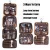 AGDHERSNVX Hanging Toiletry Bag for Men Women,Full Grain Genuine Leather Toiletry Bag for Travel,Makeup Cosmetic Case,Shaving Kit Bag,Hygiene Dopp Kit Brown view 4