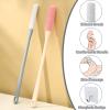 2 Pack Toe Cleaning Brush, 15.7" Shower Foot Scrubber, Long Handle Silicone Bristles Lotion Applicator, Two Sizes Heads, for Elderly, Men and Women view 2