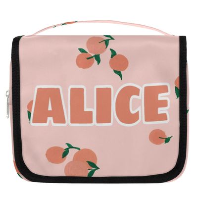 SPYORBKX Personalized Travel Makeup Bag Cosmetic Bag for Woman Men,Custom Hanging Toiletry Makeup Bag with Handle Great DIY Gift for Boys and Girls Peach