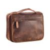 AGDHERSNVX Hanging Toiletry Bag for Men Women,Full Grain Genuine Leather Toiletry Bag for Travel,Makeup Cosmetic Case,Shaving Kit Bag,Hygiene Dopp Kit DarkBrown view 1