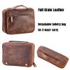 AGDHERSNVX Hanging Toiletry Bag for Men Women,Full Grain Genuine Leather Toiletry Bag for Travel,Makeup Cosmetic Case,Shaving Kit Bag,Hygiene Dopp Kit DarkBrown view 3