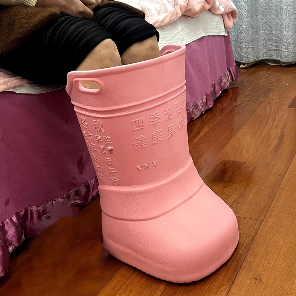 BMPAALN Portable Foot Bath, Collapsible Foot Bath Basin Lightweight Foot Bath Basin with Handle, Portable Small Spa Soaking Bucket Aluminum Film Bag, Waterproof Water Bucket for Elderly Adults(Pink)