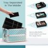 Faquenc Rolling Makeup Case with Wheels 4 in 1 Cosmetic Trolley and Cosmetology Cart Trunk for Makeup Artists Hairstylists Nail Techs Salons Large Capacity Turquoise view 3