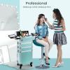 Faquenc Rolling Makeup Case with Wheels 4 in 1 Cosmetic Trolley and Cosmetology Cart Trunk for Makeup Artists Hairstylists Nail Techs Salons Large Capacity Turquoise view 4
